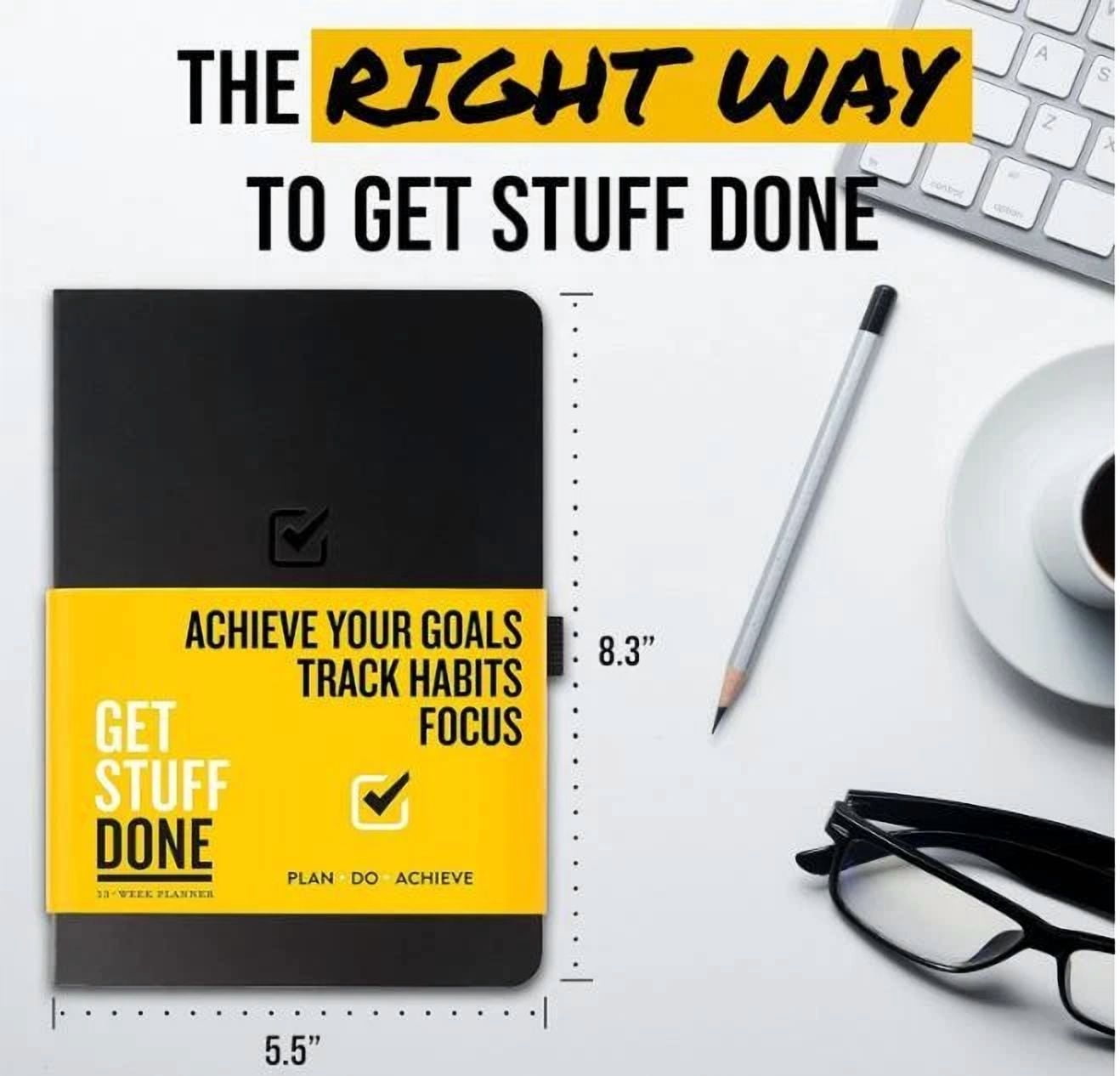 Get Stuff Done Planner For Productivity - 1 Year Undated Daily 8.5 Inches X 5.5