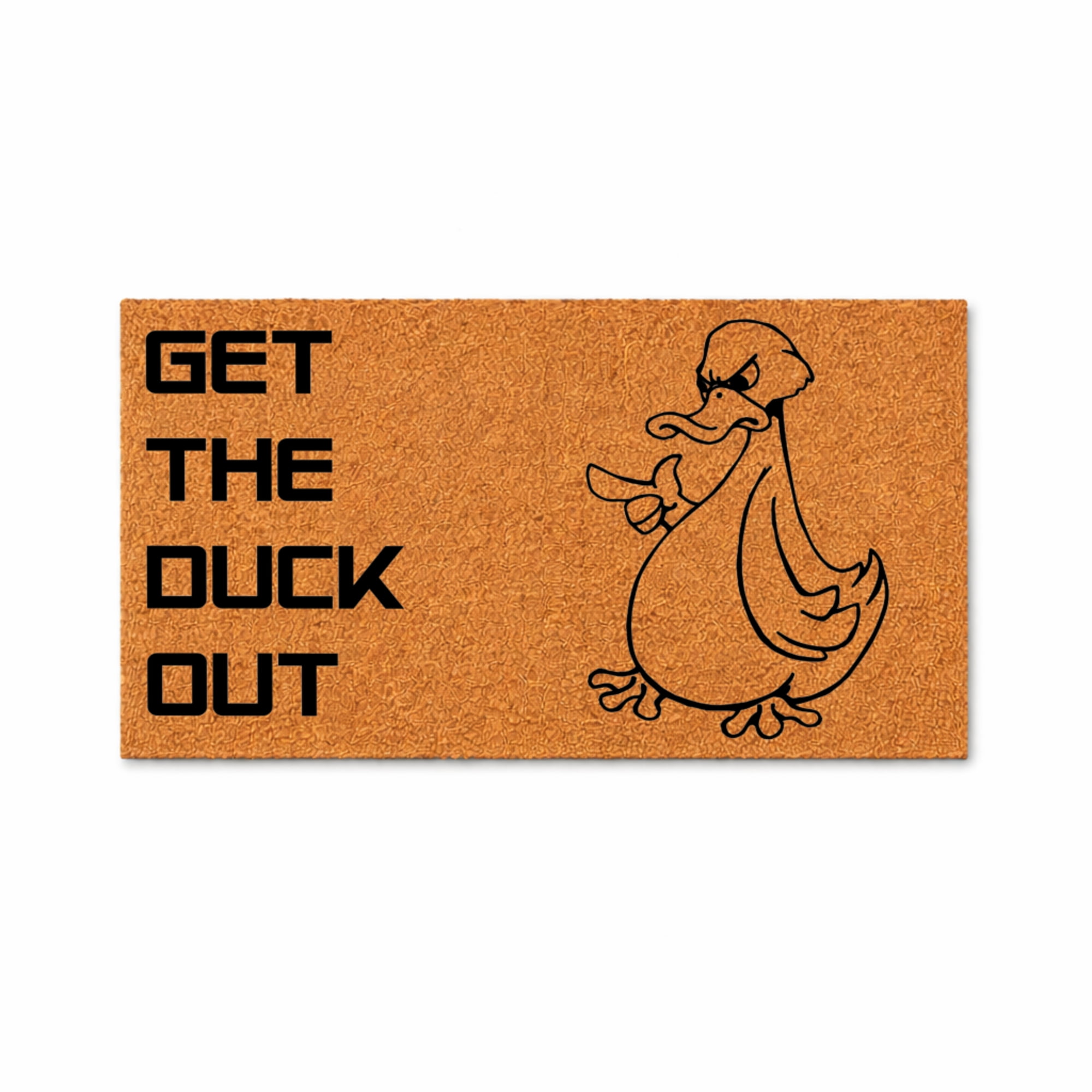 Get The Duck Out Doormat, Funny Duck Graphic Outdoor Welcome Mat, Non Slip Entryway Door Mat (36x60 inches) WoodByStu 5337