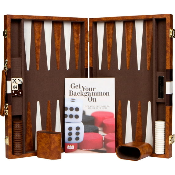Get The Games Out Top Backgammon Set - Extra Large 21" Classic Board Game Complete Set - Best Strategy & Tip Guide (Brown, Extra Large)