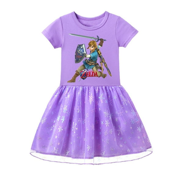 Get This Shiny The Legend of Zelda Short Sleeve Cotton Dress for Girls! Charming Graphic Tulle Design