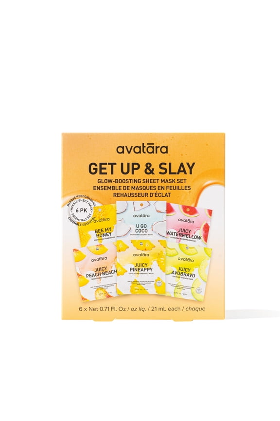 Get Up and Slay Glow-Boosting Sheet Mask Variety Set for All Skin Types, 6 Sheet Masks