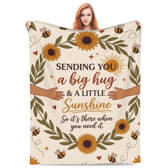 Get Well Blanket for Women, Soft Flannel Comfort Throw, Thinking of You Inspirational Gift, Cozy Blanket for Couch Bed, Lightweight and Warm 50x40