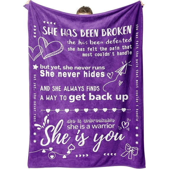 Get Well Blankets for Women, Get Well Soon Gifts After Surgery Cancer Survivors Comfort Gifts for Family Friend Coworkers Inspirational Sympathy Gifts, Soft Comfort Throw Blankets Purple Dark