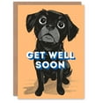 thumbnail image 1 of Get Well Card Black Dog Lover Cute Labrador Pet Puppy Blank Arty Art All Occasion Greeting Card, 1 of 3