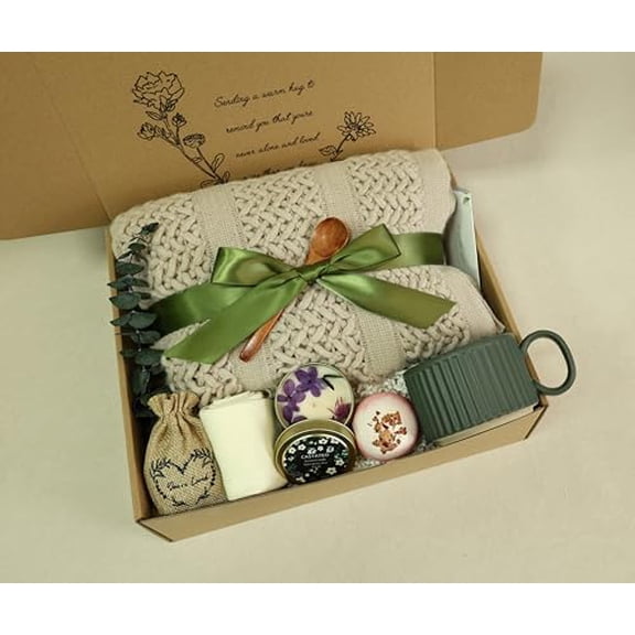 Get Well Gift Baskets for Women&Men - Self Care Package/After Surgery, Sympathy/Relaxation Gifts, Thinking of You/Grief/Bereavement/Miscarriage/Thank You Gifts for Women (Dark Green)