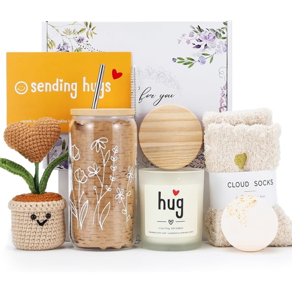 Get Well Gifts Basket for Women - Hugs & Healing Luxury Care Package for Her, Feel Better Soon Gift Baskets - Sympathy and After Surgery Recovery Gifts - Thinking of You