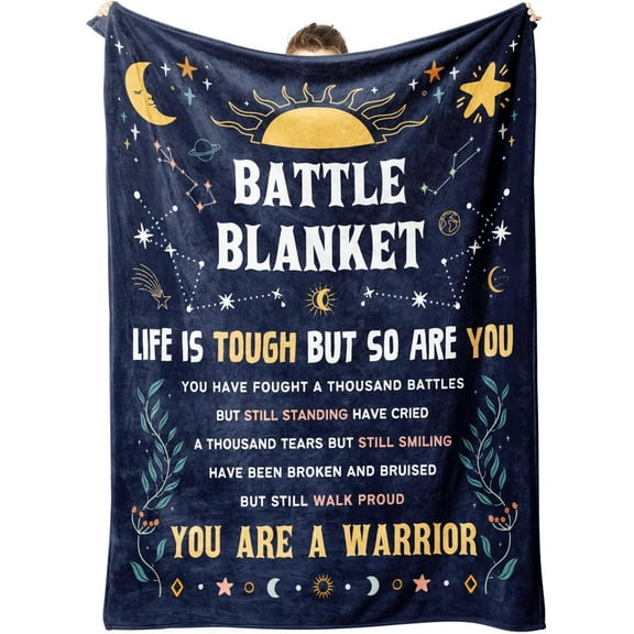 Get Well Gifts Blanket for Her Him, Cancer Care Gifts for Women Men, Cancer Fighter Inspirational Quote Chemo Patient Gift - Meaningful Caring Message 50''x 60''