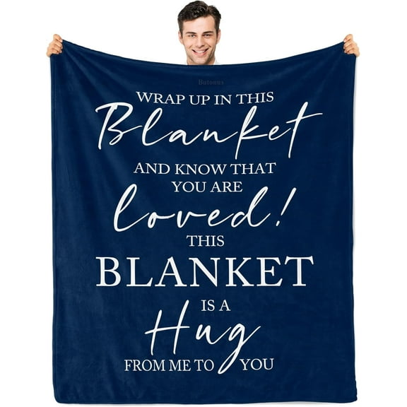 Get Well Gifts for Men After Surgery,Get Well Soon Gift for Man,Inspirational/Thinking of You/Feel Better Gifts for Men,Hug Healing Blue Blanket 60x50in