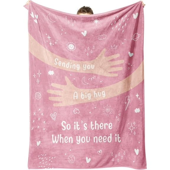 Get Well Gifts for Women, Hug/Healing Blanket with Letter Print, Thinking of You/Sympathy/After Surgery Gifts for Friends, Sister, Coworkers, Soft Throw Blankets 50'' x 60''