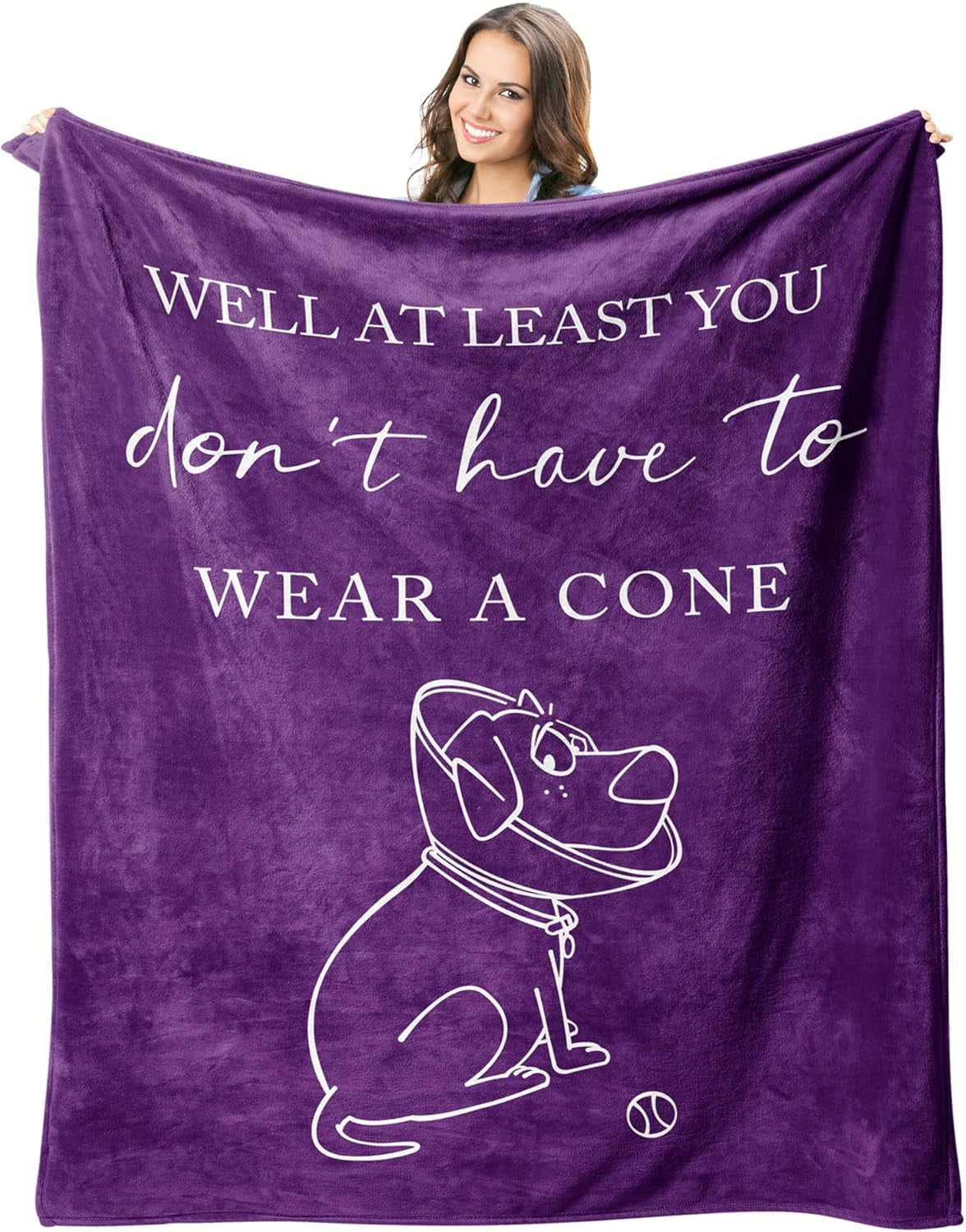 Get Well Gifts for Women/Men Blanket, Get Well Soon/Feel Better/Surgery Recovery/Cheer Up Gifts for Women, at Least You Dont Have to Wear A Cone Throw Blankets
