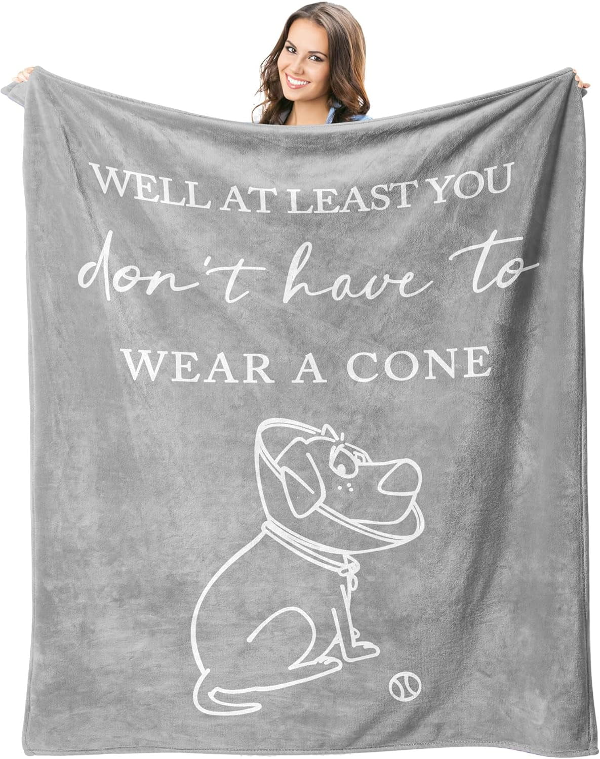 Get Well Gifts for Women/Men Blanket, Get Well Soon/Feel Better/Surgery Recovery/Cheer Up Gifts for Women, at Least You Dont Have to Wear A Cone Throw Blankets
