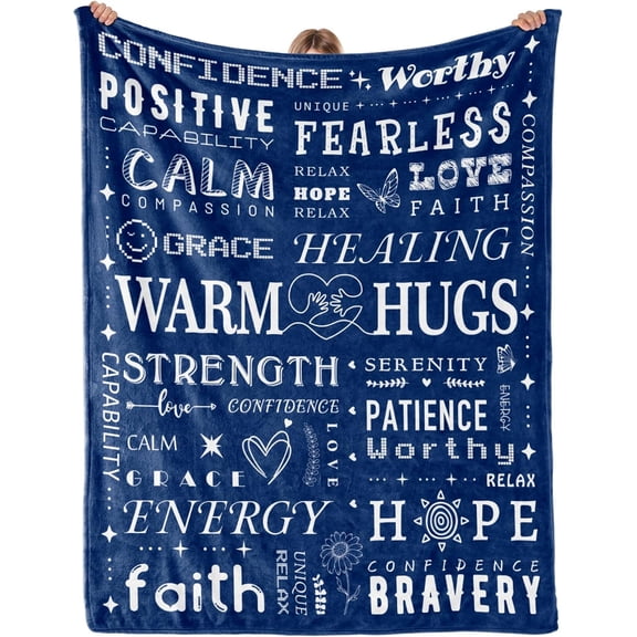 Get Well Gifts for Women Men After Surgery, Inspirational Gifts for Women, Feel Better After Surgery Gifts, Soft Warm Hug Blanket, Blue Get Well Throw Blanket