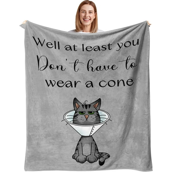 Get Well Gifts for Women/Men After Surgery, Sympathy Gift, Get Well Soon Blanket, Feel Better/Surgery Recovery Gifts for Women, After Surgery Gifts, at Least You Dont Have To Wear A Cone Throw