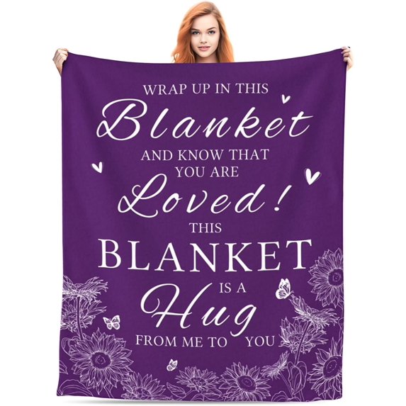 Get Well Gifts for Women Men Throw Blanket, Inspirational Gifts for Women After Surgery, Get Well Soon Gift, Sympathy Gift Thinking of You Healing Hug Blanket, Blue