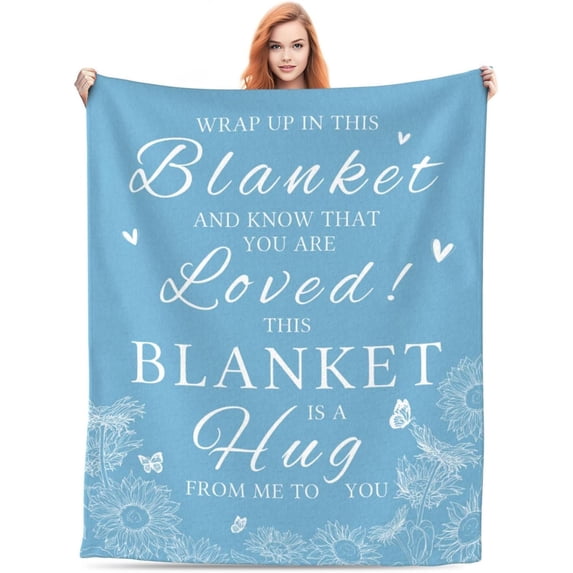 Get Well Gifts for Women Men Throw Blanket, Inspirational Gifts for Women After Surgery, Get Well Soon Gift, Sympathy Gift Thinking of You Healing Hug Blanket, Blue