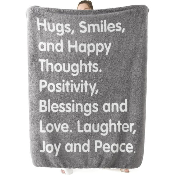 Get Well Gifts for Women - After Surgery Blanket with Inspirational Words Sympathy Gift for Elderly Adults Hug Soft Fleece Healing Blanket Blue 50x60 Inch