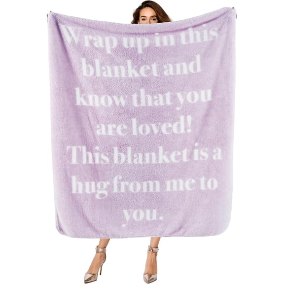 Get Well Gifts for Women - After Surgery Blanket with Inspirational Words Sympathy Gift for Elderly Adults Hug Soft Fleece Healing Blanket Blue 50x60 Inch