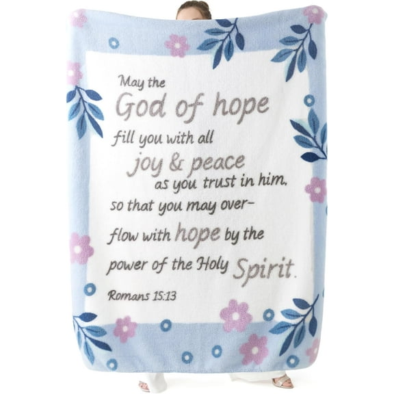 Get Well Gifts for Women - After Surgery Blanket with Inspirational Words Sympathy Gift for Elderly Adults Hug Soft Fleece Healing Blanket Blue 50x60 Inch