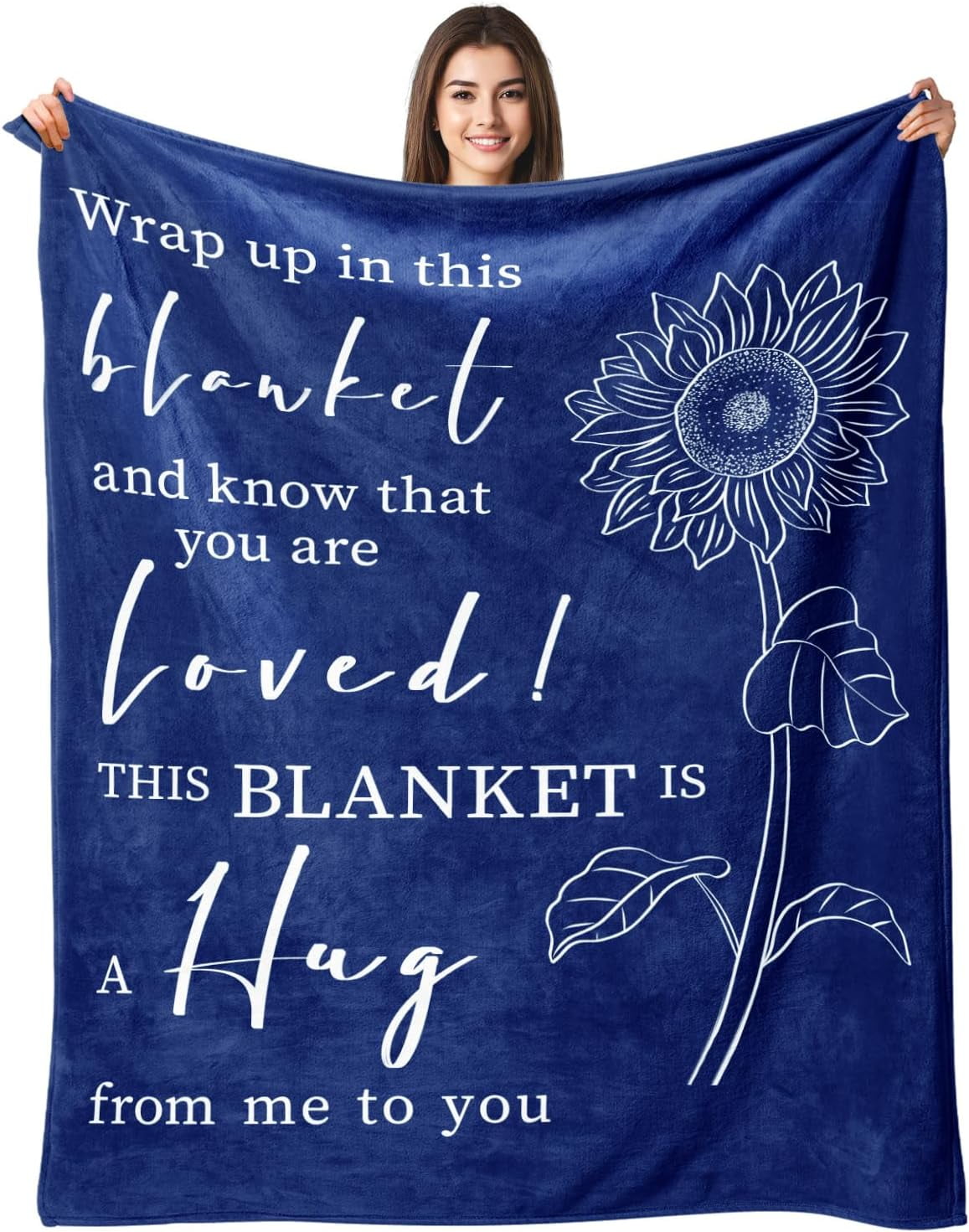 Get Well Gifts for Women After Surgery - Hug Blanket - Thinking of You Gift for Mom Friend Sister - Feel Better Inspirational Gifts for Women - Get Well Soon Gift - Purple Sunflower Blanket