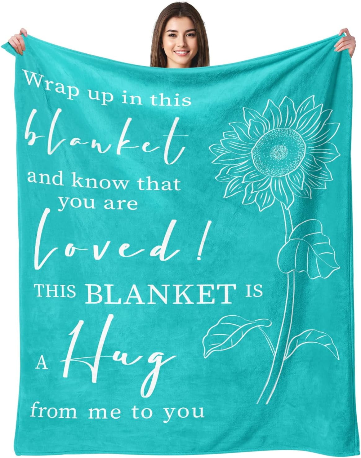 Get Well Gifts for Women After Surgery - Hug Blanket - Thinking of You Gift for Mom Friend Sister - Feel Better Inspirational Gifts for Women - Get Well Soon Gift - Purple Sunflower Blanket