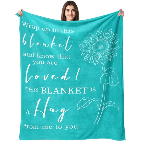 Get Well Gifts for Women After Surgery - Hug Blanket - Thinking of You Gift for Mom Friend Sister - Feel Better Inspirational Gifts for Women - Get Well Soon Gift - Purple Sunflower Blanket