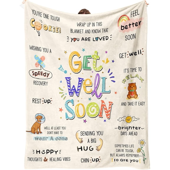 Get Well Gifts for Women After Surgery - Surgery Recovery Gifts for Women Men - Cancer Gifts, Surgery Hospital Blanket Gifts for Family Friend,Soft Get Well Blanket