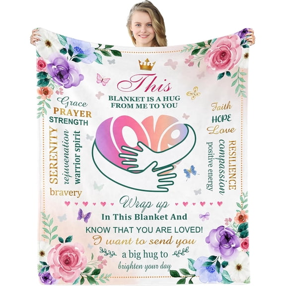 Get Well Gifts for Women, for Women, Cancer Care/After Surgery/Thinking of You/Feel Better Gift, Inspirational Healing Comfort Blanket, Cozy Warm Throw Blanket 60x50in