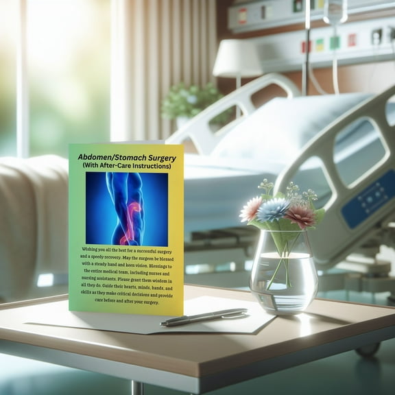 Abdominal/Stomach Surgery with Universal/Standardized Aftercare Instructions and Education, Surgery Card, Recovery Card, Get Well Soon Card