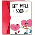 thumbnail image 1 of Get Well Soon Card – Cute Heart Characters, Bright Design – Ideal for Encouragement and Support – Envelope Included, Blank Inside for Personal Messages, 1 of 2