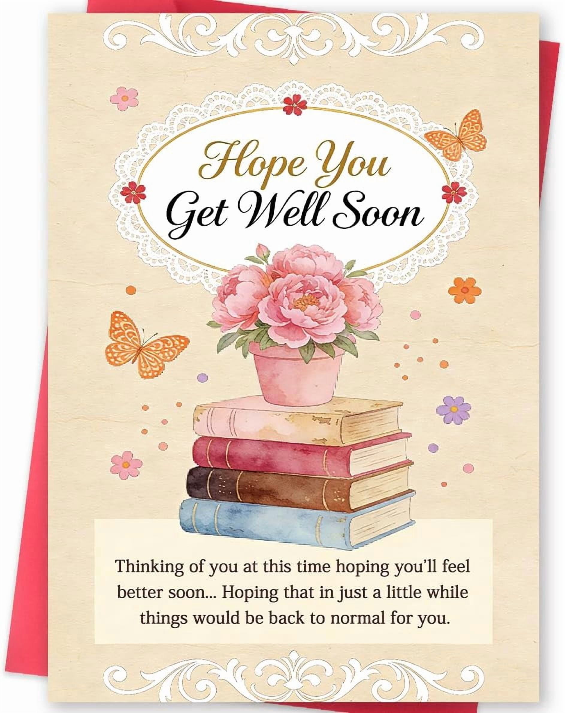 Get Well Soon Card – Floral Encouraging Recovery Card, Thinking of You ...