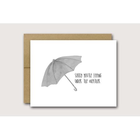 Get Well Soon Card – "Sorry You're Feeling Under the Weather" Umbrella Design – Blank Inside for Personal Messages – Perfect for Cheerful Support & Encouragement