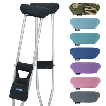 Get Well Soon Gift Set - Universal Crutch Underarm Pad, Hand Grip Covers, Mini Pouch, Black