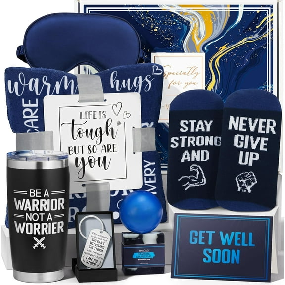 Get Well Soon Gifts for Men, After Surgery Cancer Gifts for Men Chemo Care Package Get Well Gift Basket for Sick Friends, Thinking of You Feel Better Birthday Gifts Box for Men Dad Brother w/Tumbler