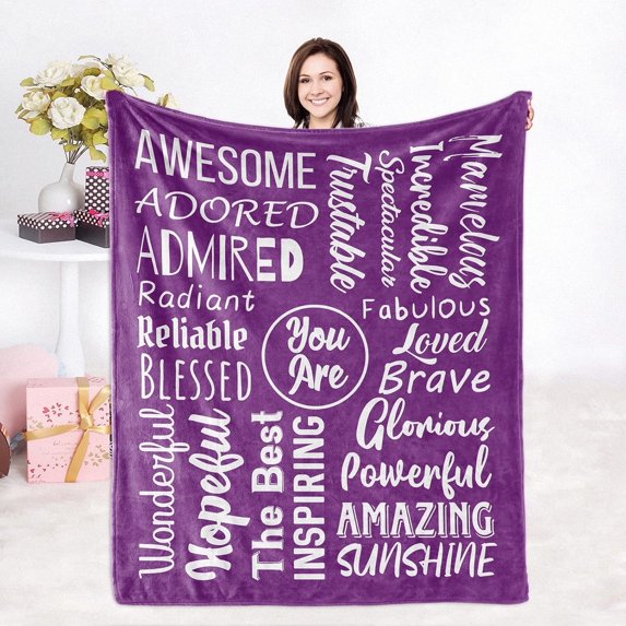Get Well Soon Gifts for Women - You are Awesome Blankets, Sympathy Gifts for Women Men Friend Cancer, Purple Throw Blankets(50x60)