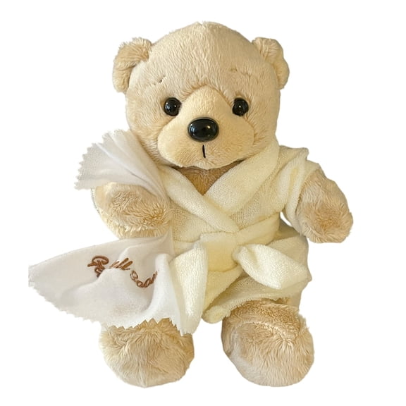 Get Well Soon Teddy Bear Wearing Cream Robe Holding White Handkerchief 9 inch Ganz All Ages