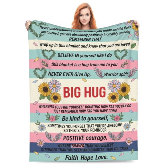 Get Well Throw Blanket Flannel Inspirational Lettering Design All Season Throw Soft Cozy Warm Home Decor for Couch and Bed 50x40