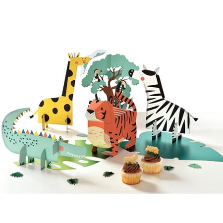 Get Wild Jungle Safari Animal Cute Kids Birthday Party Table Decorating Kit