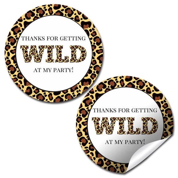 Get Wild Leopard Print Birthday Party Stickers 40 Pack 2" Round Circle Labels Party Favors, Goodie Bag Labels, Envelope Seals, Cupcake Toppers & Thank You Stickers by Amanda Creation