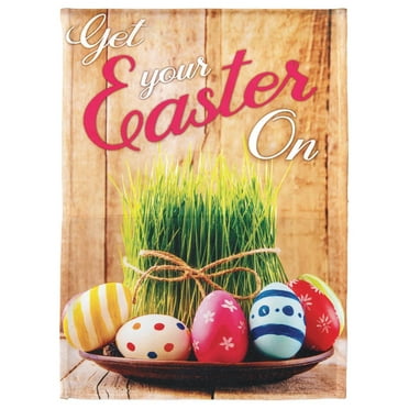 Get Your Easter On Pink Egg 13 x 19 Small Polyester Outdoor Hanging Garden Flag