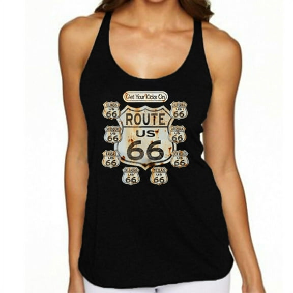 Get Your Kick On Route 66 Printed Lady Tank Top Color Black Small