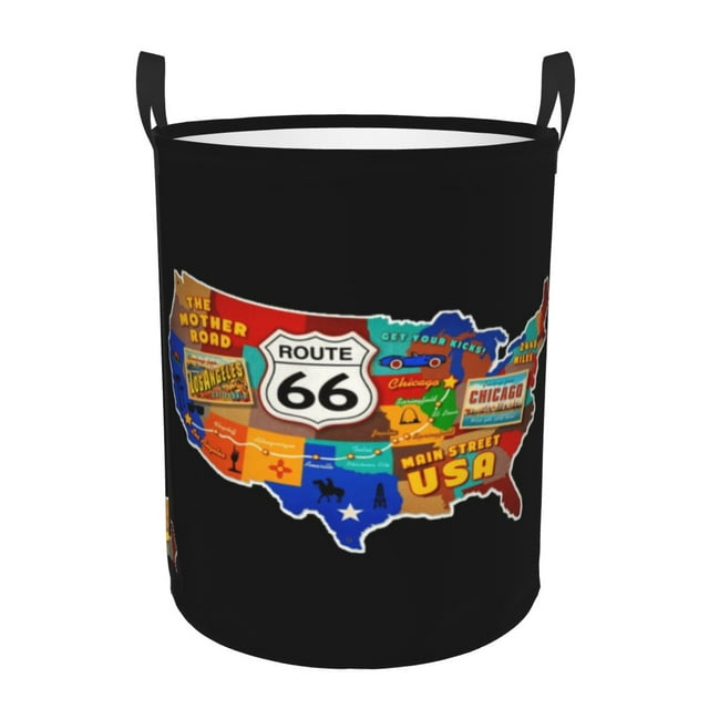 Get Your Kicks On Laundry Hamper Large Storage Basket USA Highways