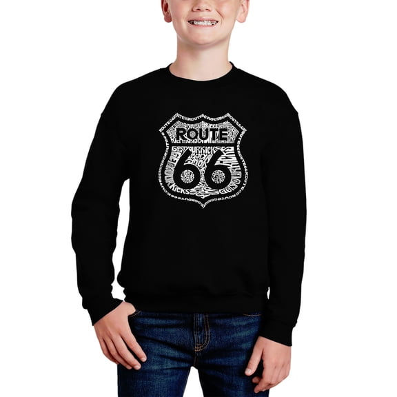Get Your Kicks On Route 66 - Boy's Word Art Crewneck Sweatshirt