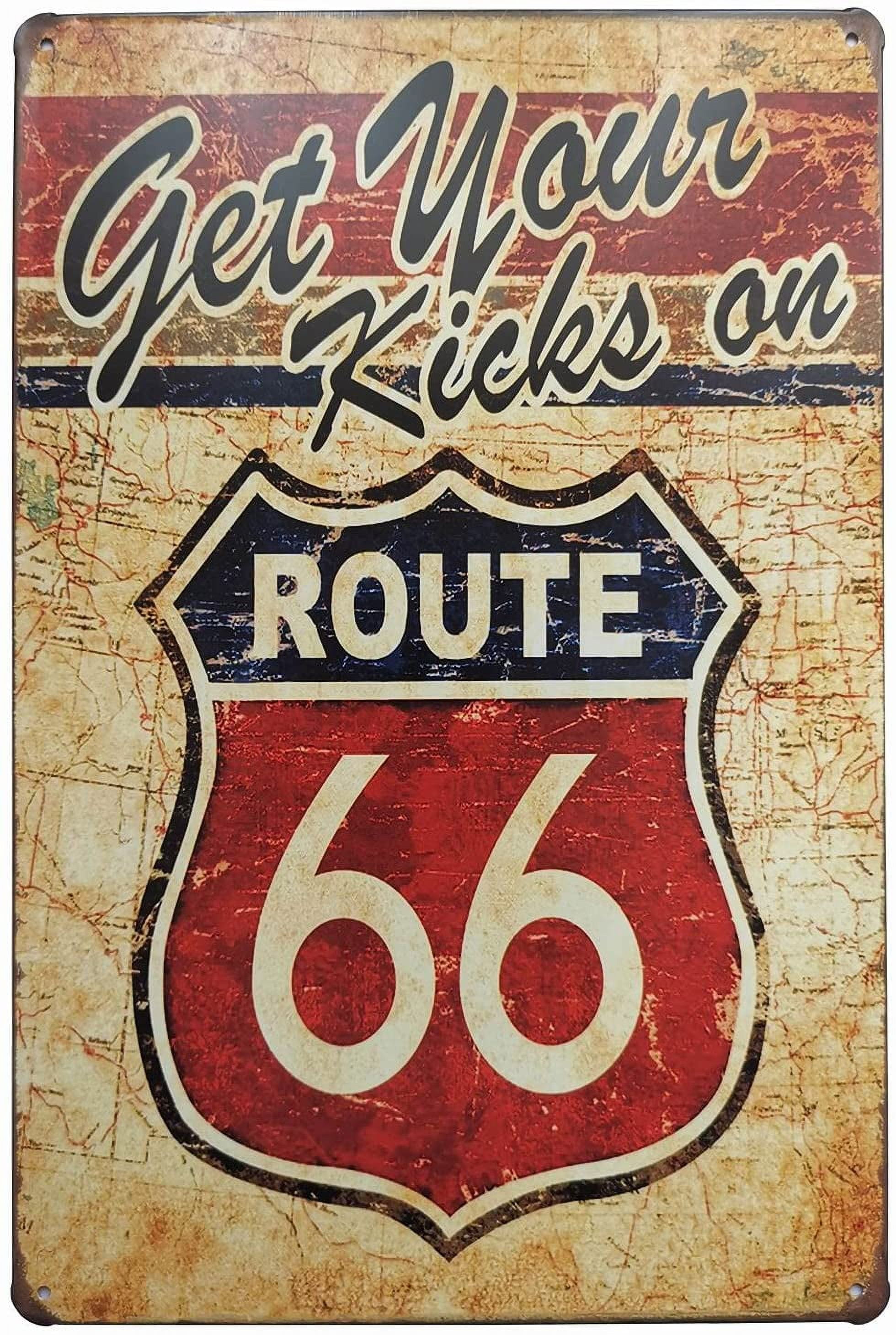 Get Your Kicks Route 66 Metal Retro Wall Plaque Decor Vintage Tin Sign ...