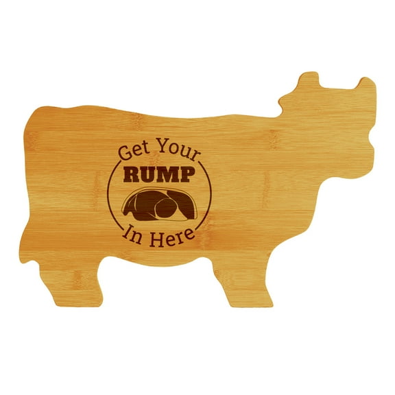 Get Your Rump In Here! 14.75 x 9.75" Cow Shape Cutting Board | Funny Kitchen Chopping Board