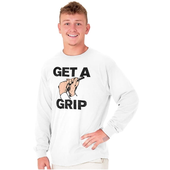 Get a Grip Golfing Golfer Joke Funny Plus Size Long Sleeve Graphic Tee Shirt Brisco Brands 3X