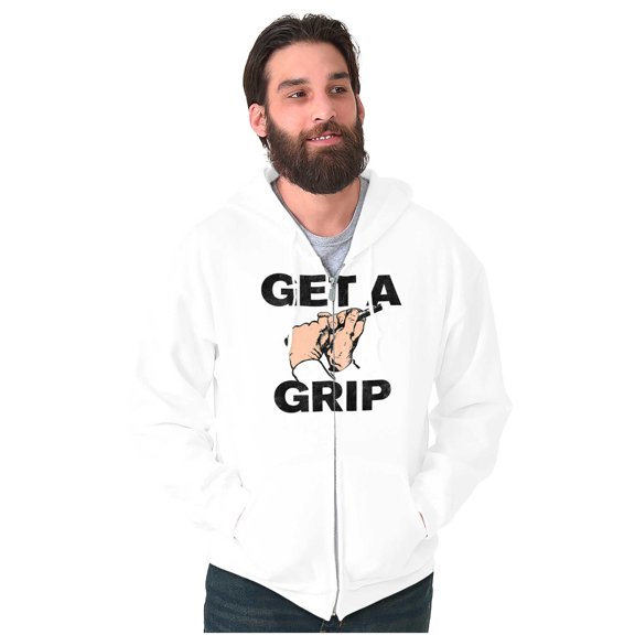 Get a Grip Golfing Golfer Joke Funny Zip Up Hoodie Men's Women's Brisco Brands S