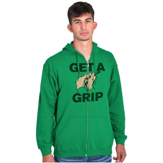 Get a Grip Golfing Golfer Joke Funny Zip Up Hoodie Men's Women's Brisco Brands X