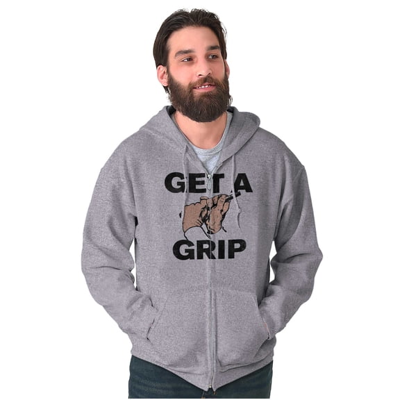Get a Grip Golfing Golfer Joke Funny Zip Up Hoodie Men's Women's Brisco Brands X