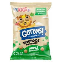 Get'ems from Gerber Apple Cinnamon Roundos Puffs Snacks, Kids Snack Made with Whole Grain Quinoa, Calcium to Support Strong Bones 2.25 oz