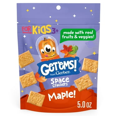 Get'ems from Gerber Maple Space Crackers, Kids Snack Made with Real Veggies & Fruits, Iron & Vitamin E 5 oz